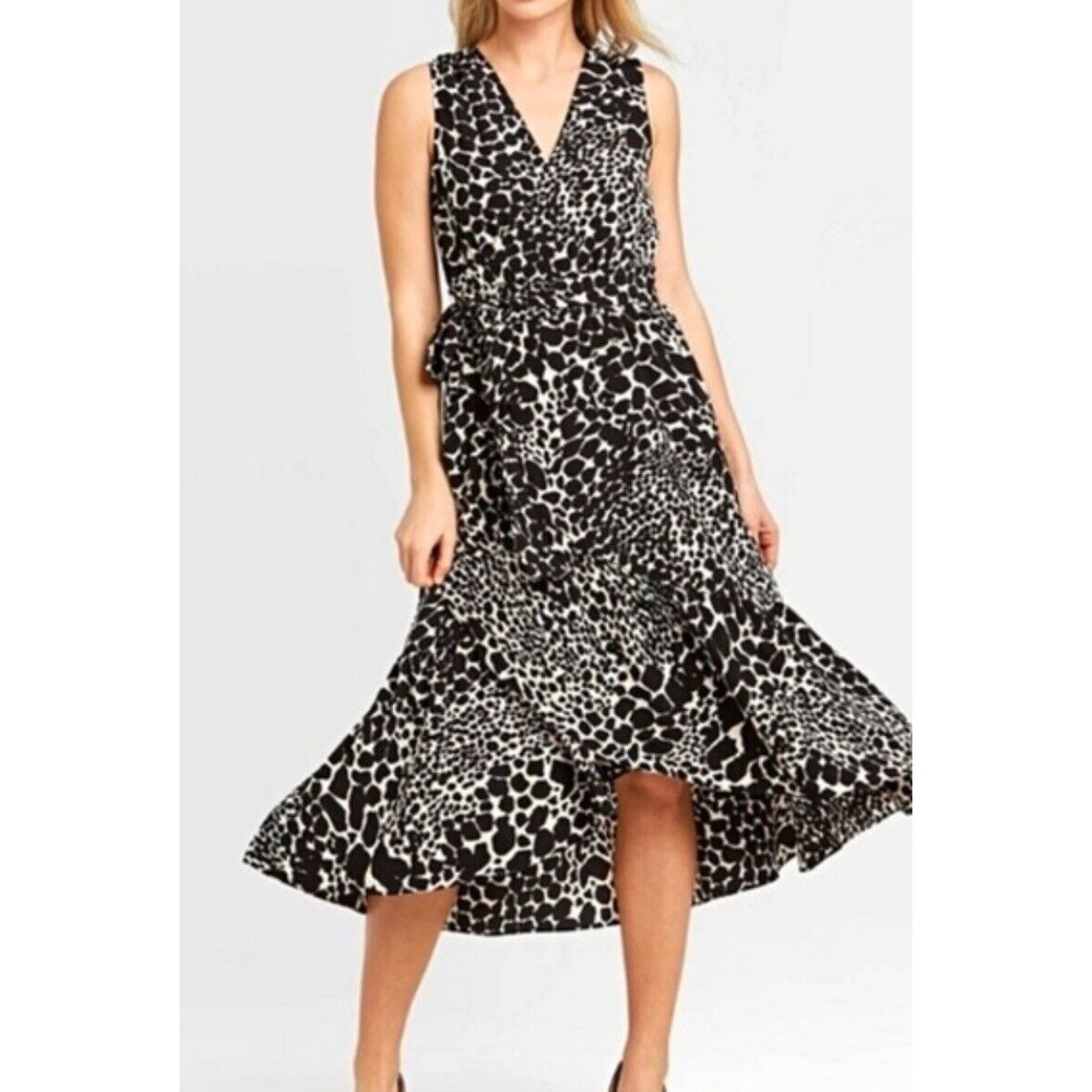 Who What Wear x Target Black Ivory Wrap High Low Maxi Classic Dress Size XS NWT